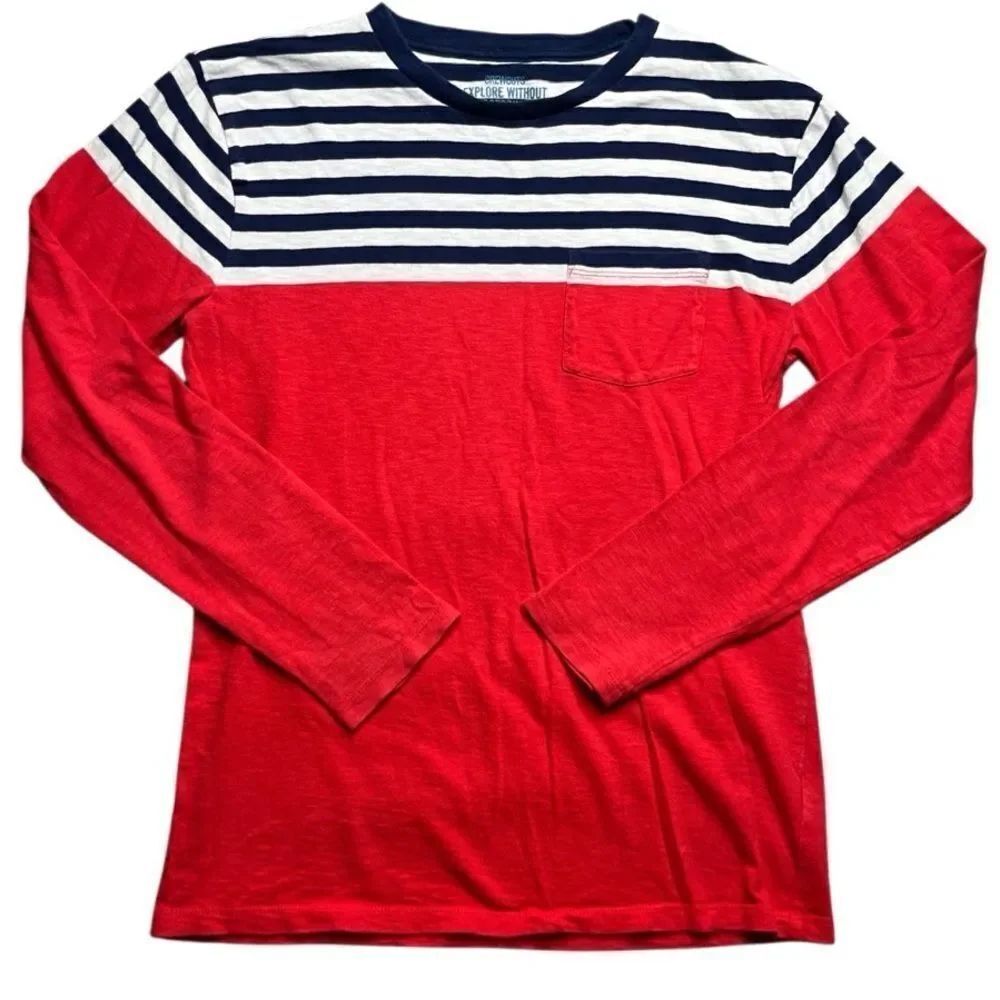Red and Navy Striped Kids Shirt